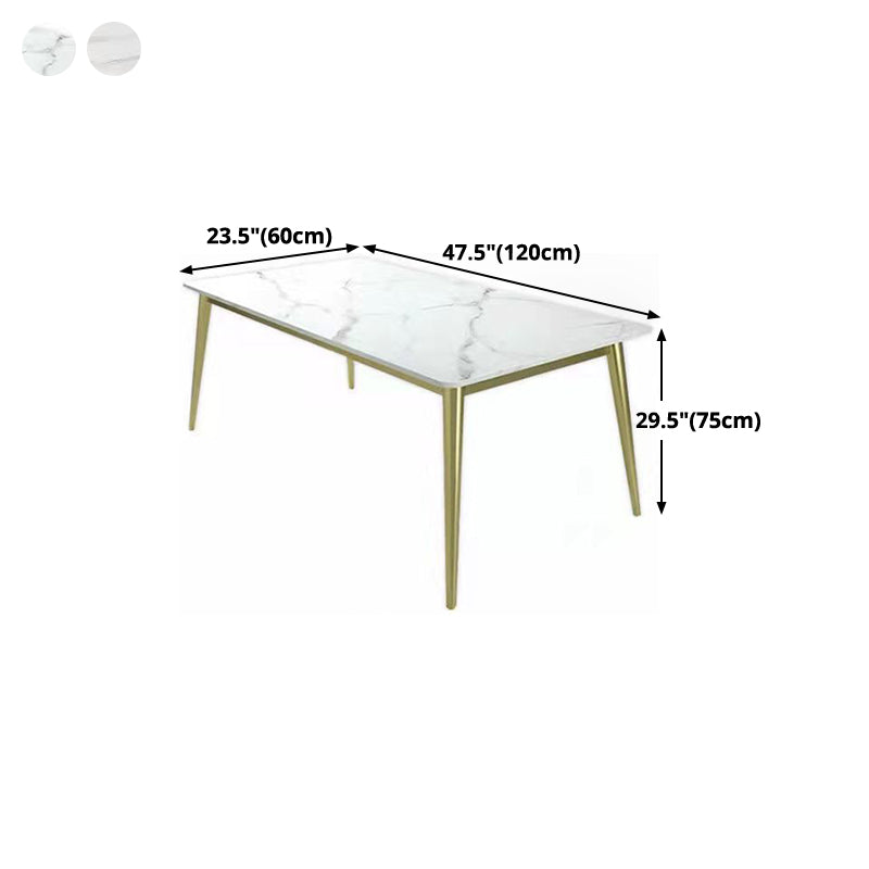 Metal Traditional Luxury Rectangle Table Sintered Stone Top Table with 4 Legs Clearhalo ' dining_table' 'Dining Tables & Seating' 'Dining Tables' 'furn' 'furn_dining_table' 'Furniture' 'furniture_dining_table' 'Kitchen & Dining Furniture' 'kitchen&dining_furn' 'kitchen' 'kitchen_dining_table' 4391063