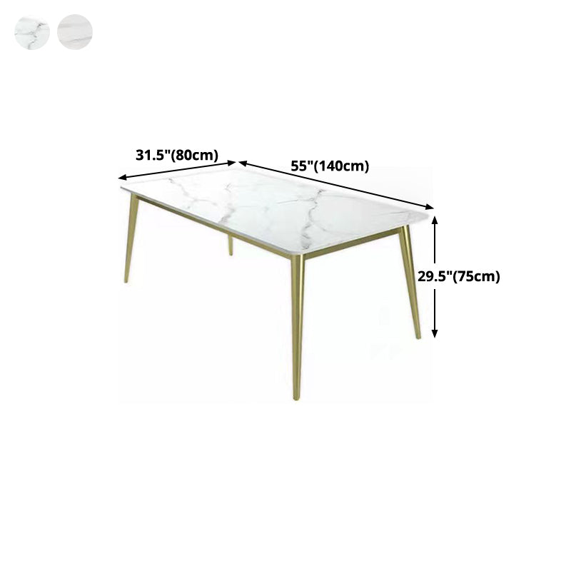 Metal Traditional Luxury Rectangle Table Sintered Stone Top Table with 4 Legs Clearhalo ' dining_table' 'Dining Tables & Seating' 'Dining Tables' 'furn' 'furn_dining_table' 'Furniture' 'furniture_dining_table' 'Kitchen & Dining Furniture' 'kitchen&dining_furn' 'kitchen' 'kitchen_dining_table' 4391065
