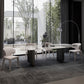 Metal Traditional Luxury Rectangle Table Sintered Stone Top Indoor Table for Kitchen 70.9"L x 35.4"W x 29.5"H Without Chairs Clearhalo ' dining_table' 'Dining Tables & Seating' 'Dining Tables' 'furn' 'furn_dining_table' 'Furniture' 'furniture_dining_table' 'Kitchen & Dining Furniture' 'kitchen&dining_furn' 'kitchen' 'kitchen_dining_table' 4391083