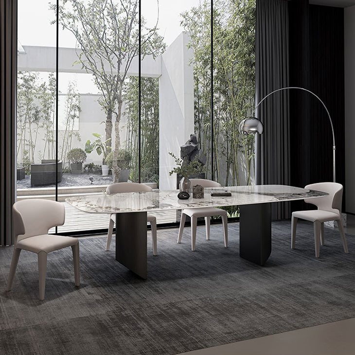 Metal Traditional Luxury Rectangle Table Sintered Stone Top Indoor Table for Kitchen 70.9"L x 35.4"W x 29.5"H Without Chairs Clearhalo ' dining_table' 'Dining Tables & Seating' 'Dining Tables' 'furn' 'furn_dining_table' 'Furniture' 'furniture_dining_table' 'Kitchen & Dining Furniture' 'kitchen&dining_furn' 'kitchen' 'kitchen_dining_table' 4391083