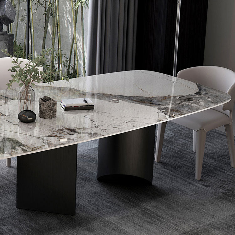 Metal Traditional Luxury Rectangle Table Sintered Stone Top Indoor Table for Kitchen Clearhalo ' dining_table' 'Dining Tables & Seating' 'Dining Tables' 'furn' 'furn_dining_table' 'Furniture' 'furniture_dining_table' 'Kitchen & Dining Furniture' 'kitchen&dining_furn' 'kitchen' 'kitchen_dining_table' 4391086