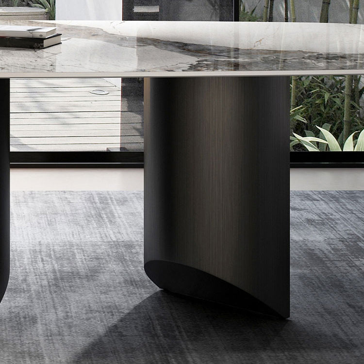 Metal Traditional Luxury Rectangle Table Sintered Stone Top Indoor Table for Kitchen Clearhalo ' dining_table' 'Dining Tables & Seating' 'Dining Tables' 'furn' 'furn_dining_table' 'Furniture' 'furniture_dining_table' 'Kitchen & Dining Furniture' 'kitchen&dining_furn' 'kitchen' 'kitchen_dining_table' 4391091