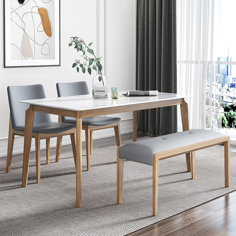 Sintered Stone White Tone Table Mid-Century Modern 4 Legs Table for Dining Room 51.2"L x 31.5"W x 29.5"H Without Chairs Clearhalo ' dining_table' 'Dining Tables & Seating' 'Dining Tables' 'furn' 'furn_dining_table' 'Furniture' 'furniture_dining_table' 'Kitchen & Dining Furniture' 'kitchen&dining_furn' 'kitchen' 'kitchen_dining_table' 4391096