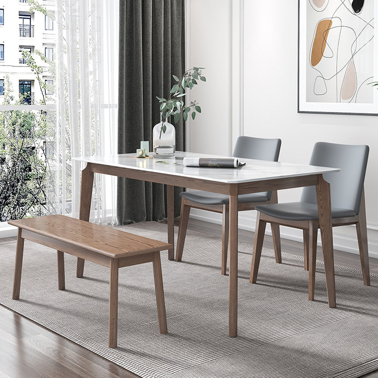 Sintered Stone White Tone Table Mid-Century Modern 4 Legs Table for Dining Room 59.1"L x 35.4"W x 29.5"H Without Chairs Clearhalo ' dining_table' 'Dining Tables & Seating' 'Dining Tables' 'furn' 'furn_dining_table' 'Furniture' 'furniture_dining_table' 'Kitchen & Dining Furniture' 'kitchen&dining_furn' 'kitchen' 'kitchen_dining_table' 4391098