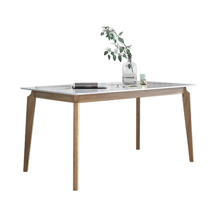 Sintered Stone White Tone Table Mid-Century Modern 4 Legs Table for Dining Room Clearhalo ' dining_table' 'Dining Tables & Seating' 'Dining Tables' 'furn' 'furn_dining_table' 'Furniture' 'furniture_dining_table' 'Kitchen & Dining Furniture' 'kitchen&dining_furn' 'kitchen' 'kitchen_dining_table' 4391099