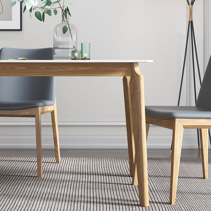 Sintered Stone White Tone Table Mid-Century Modern 4 Legs Table for Dining Room Clearhalo ' dining_table' 'Dining Tables & Seating' 'Dining Tables' 'furn' 'furn_dining_table' 'Furniture' 'furniture_dining_table' 'Kitchen & Dining Furniture' 'kitchen&dining_furn' 'kitchen' 'kitchen_dining_table' 4391102