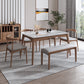 Rectangle 4 Legs Table Mid-Century Modern White Top Fixed Table 55.1"L x 31.5"W x 29.5"H Without Chairs Clearhalo ' dining_table' 'Dining Tables & Seating' 'Dining Tables' 'furn' 'furn_dining_table' 'Furniture' 'furniture_dining_table' 'Kitchen & Dining Furniture' 'kitchen&dining_furn' 'kitchen' 'kitchen_dining_table' 4391108