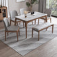 Rectangle 4 Legs Table Mid-Century Modern White Top Fixed Table 63"L x 35.4"W x 29.5"H Without Chairs Clearhalo ' dining_table' 'Dining Tables & Seating' 'Dining Tables' 'furn' 'furn_dining_table' 'Furniture' 'furniture_dining_table' 'Kitchen & Dining Furniture' 'kitchen&dining_furn' 'kitchen' 'kitchen_dining_table' 4391110