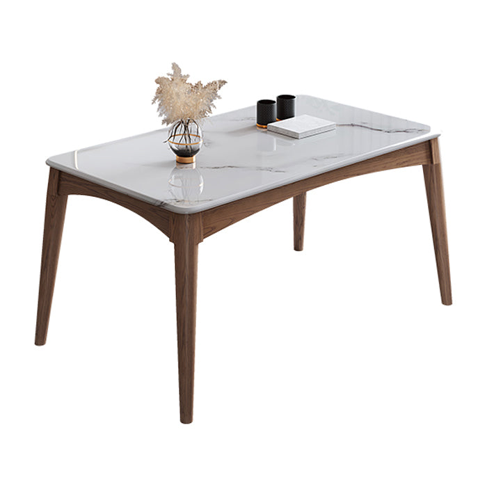 Rectangle 4 Legs Table Mid-Century Modern White Top Fixed Table 47.2"L x 27.6"W x 29.5"H Without Chairs Clearhalo ' dining_table' 'Dining Tables & Seating' 'Dining Tables' 'furn' 'furn_dining_table' 'Furniture' 'furniture_dining_table' 'Kitchen & Dining Furniture' 'kitchen&dining_furn' 'kitchen' 'kitchen_dining_table' 4391112