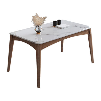 Rectangle 4 Legs Table Mid-Century Modern White Top Fixed Table 47.2"L x 27.6"W x 29.5"H Without Chairs Clearhalo ' dining_table' 'Dining Tables & Seating' 'Dining Tables' 'furn' 'furn_dining_table' 'Furniture' 'furniture_dining_table' 'Kitchen & Dining Furniture' 'kitchen&dining_furn' 'kitchen' 'kitchen_dining_table' 4391112