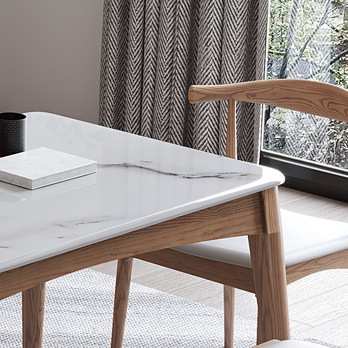 Rectangle 4 Legs Table Mid-Century Modern White Top Fixed Table Clearhalo ' dining_table' 'Dining Tables & Seating' 'Dining Tables' 'furn' 'furn_dining_table' 'Furniture' 'furniture_dining_table' 'Kitchen & Dining Furniture' 'kitchen&dining_furn' 'kitchen' 'kitchen_dining_table' 4391113