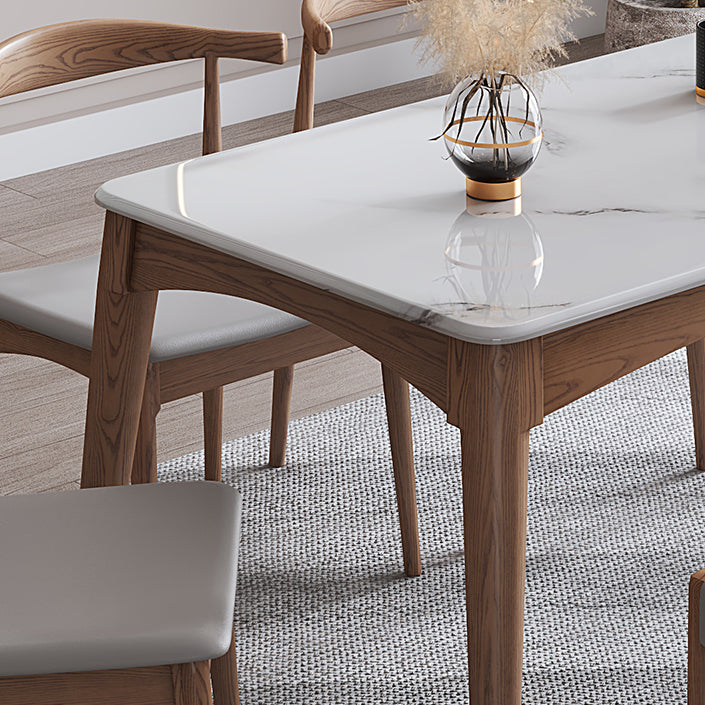 Rectangle 4 Legs Table Mid-Century Modern White Top Fixed Table Clearhalo ' dining_table' 'Dining Tables & Seating' 'Dining Tables' 'furn' 'furn_dining_table' 'Furniture' 'furniture_dining_table' 'Kitchen & Dining Furniture' 'kitchen&dining_furn' 'kitchen' 'kitchen_dining_table' 4391115