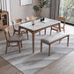 Rectangle 4 Legs Table Mid-Century Modern White Top Fixed Table Clearhalo ' dining_table' 'Dining Tables & Seating' 'Dining Tables' 'furn' 'furn_dining_table' 'Furniture' 'furniture_dining_table' 'Kitchen & Dining Furniture' 'kitchen&dining_furn' 'kitchen' 'kitchen_dining_table' 4391117
