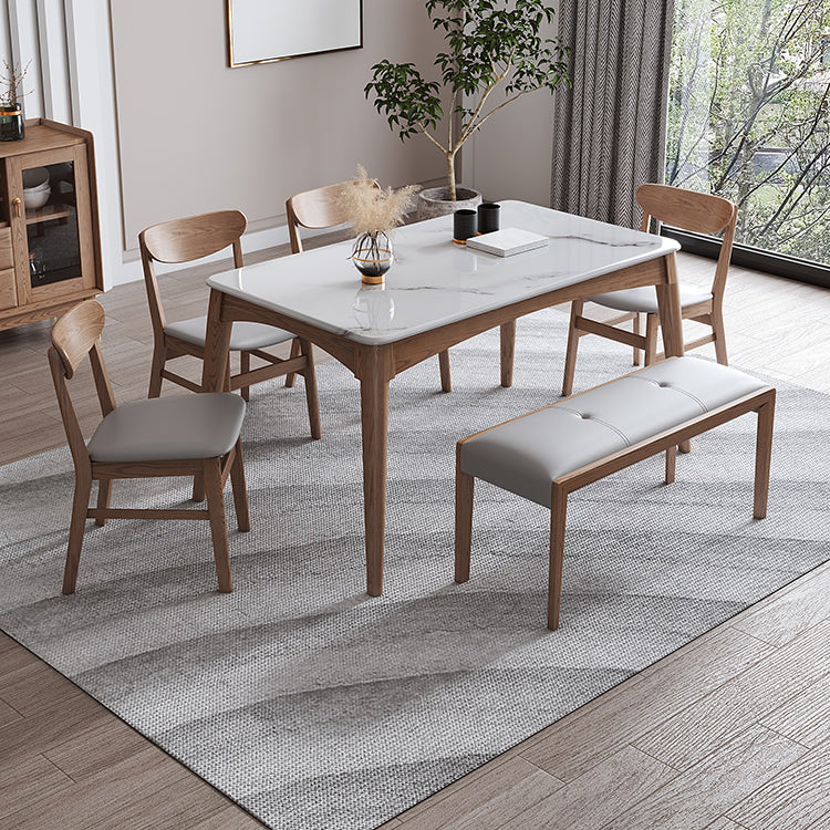 Rectangle 4 Legs Table Mid-Century Modern White Top Fixed Table Clearhalo ' dining_table' 'Dining Tables & Seating' 'Dining Tables' 'furn' 'furn_dining_table' 'Furniture' 'furniture_dining_table' 'Kitchen & Dining Furniture' 'kitchen&dining_furn' 'kitchen' 'kitchen_dining_table' 4391117