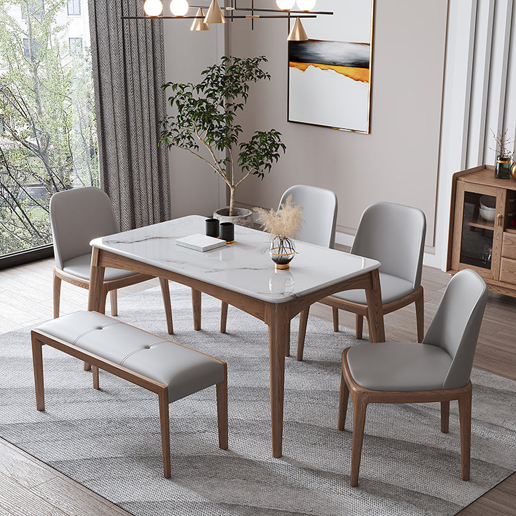 Rectangle 4 Legs Table Mid-Century Modern White Top Fixed Table Clearhalo ' dining_table' 'Dining Tables & Seating' 'Dining Tables' 'furn' 'furn_dining_table' 'Furniture' 'furniture_dining_table' 'Kitchen & Dining Furniture' 'kitchen&dining_furn' 'kitchen' 'kitchen_dining_table' 4391118