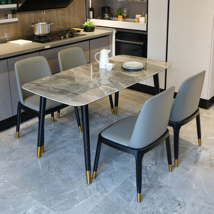 Rectangle Mid-Century Dining Table Sintered Stone Fixed Table for Restaurant Gray Without Chairs Clearhalo ' dining_table' 'Dining Tables & Seating' 'Dining Tables' 'furn' 'furn_dining_table' 'Furniture' 'furniture_dining_table' 'Kitchen & Dining Furniture' 'kitchen&dining_furn' 'kitchen' 'kitchen_dining_table' 4391126