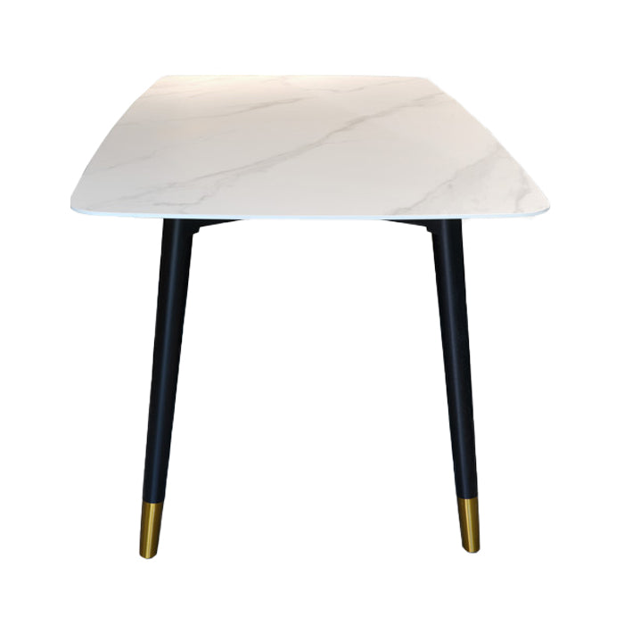 Rectangle Mid-Century Dining Table Sintered Stone Fixed Table for Restaurant White Without Chairs Clearhalo ' dining_table' 'Dining Tables & Seating' 'Dining Tables' 'furn' 'furn_dining_table' 'Furniture' 'furniture_dining_table' 'Kitchen & Dining Furniture' 'kitchen&dining_furn' 'kitchen' 'kitchen_dining_table' 4391128