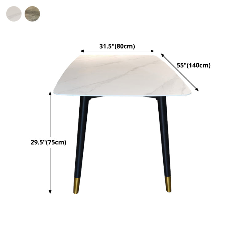 Rectangle Mid-Century Dining Table Sintered Stone Fixed Table for Restaurant Clearhalo ' dining_table' 'Dining Tables & Seating' 'Dining Tables' 'furn' 'furn_dining_table' 'Furniture' 'furniture_dining_table' 'Kitchen & Dining Furniture' 'kitchen&dining_furn' 'kitchen' 'kitchen_dining_table' 4391134