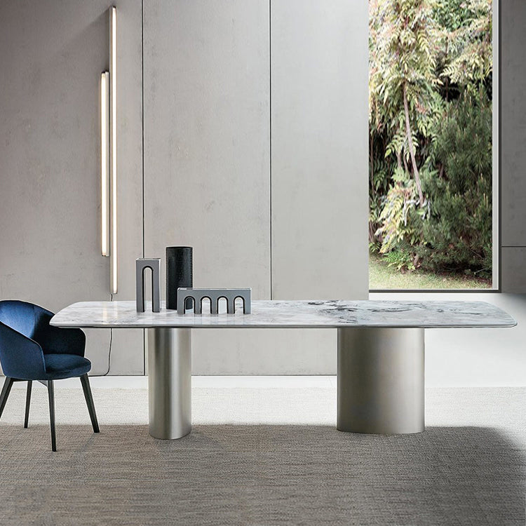 Metal Traditional Luxury Rectangular Table Sintered Stone Top Table for Dining Room 63"L x 31.5"W x 29.5"H Without Chairs Clearhalo ' dining_table' 'Dining Tables & Seating' 'Dining Tables' 'furn' 'furn_dining_table' 'Furniture' 'furniture_dining_table' 'Kitchen & Dining Furniture' 'kitchen&dining_furn' 'kitchen' 'kitchen_dining_table' 4391163
