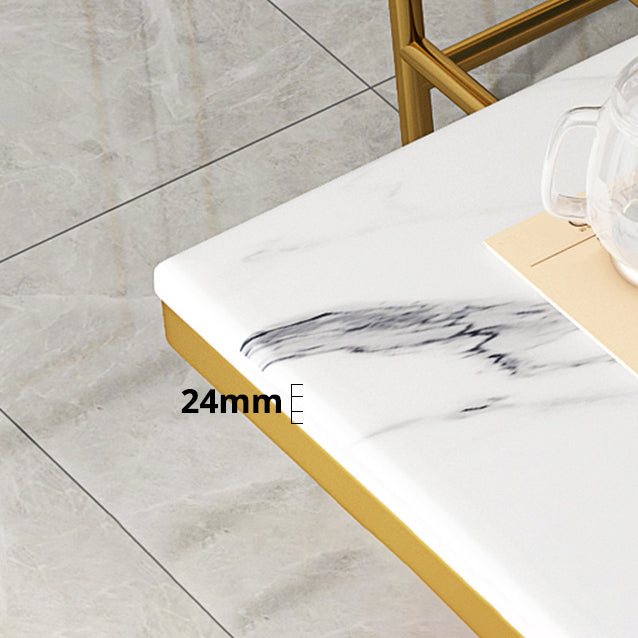 Metal Traditional Luxury Rectangle Table Sintered Stone Top Table with Trestle Base Clearhalo ' dining_table' 'Dining Tables & Seating' 'Dining Tables' 'furn' 'furn_dining_table' 'Furniture' 'furniture_dining_table' 'Kitchen & Dining Furniture' 'kitchen&dining_furn' 'kitchen' 'kitchen_dining_table' 4391201