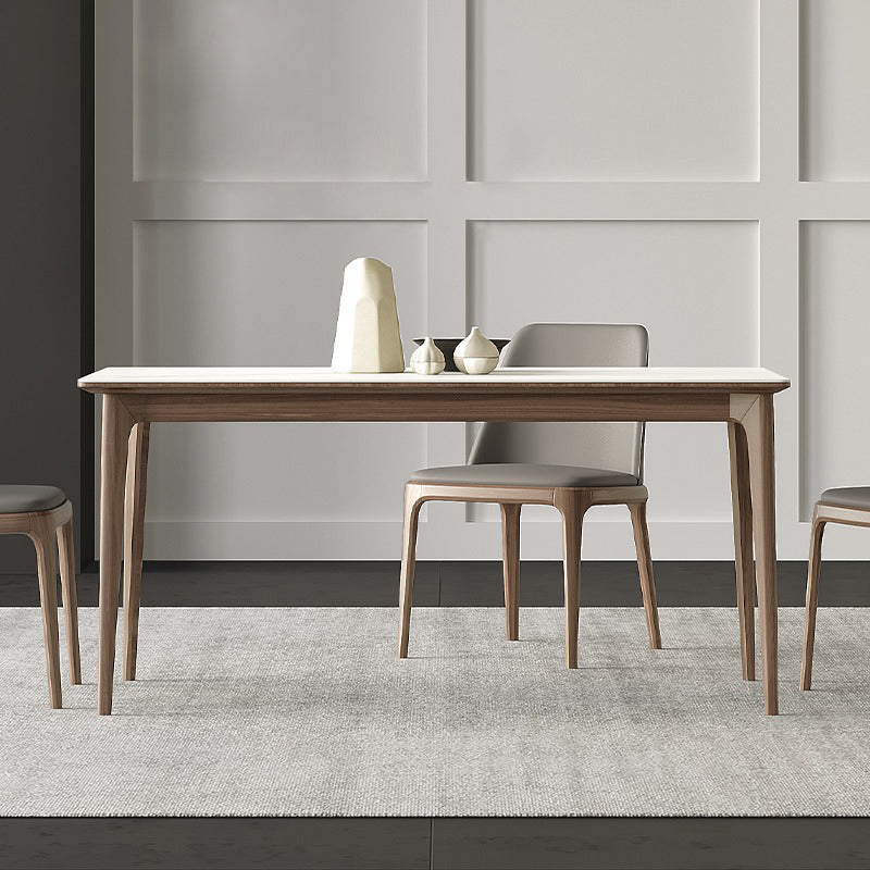 Medieval Modern Sintered Stone Table Rectangle Table with 4 Wooden Legs 63"L x 33.5"W x 29.5"H Without Chairs Clearhalo ' dining_table' 'Dining Tables & Seating' 'Dining Tables' 'furn' 'furn_dining_table' 'Furniture' 'furniture_dining_table' 'Kitchen & Dining Furniture' 'kitchen&dining_furn' 'kitchen' 'kitchen_dining_table' 4391209