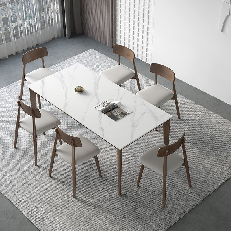 Rectangle Medieval Modern Dining Table Sintered Stone Table with 4 Wood Legs 63"L x 31.5"W x 29.5"H Without Chairs Clearhalo ' dining_table' 'Dining Tables & Seating' 'Dining Tables' 'furn' 'furn_dining_table' 'Furniture' 'furniture_dining_table' 'Kitchen & Dining Furniture' 'kitchen&dining_furn' 'kitchen' 'kitchen_dining_table' 4391235
