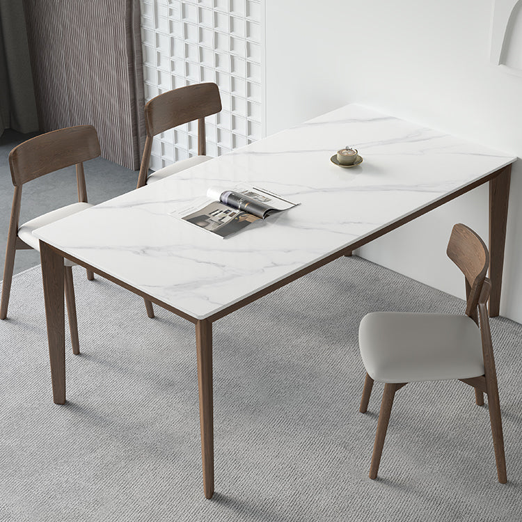 Rectangle Medieval Modern Dining Table Sintered Stone Table with 4 Wood Legs 55.1"L x 31.5"W x 29.5"H Without Chairs Clearhalo ' dining_table' 'Dining Tables & Seating' 'Dining Tables' 'furn' 'furn_dining_table' 'Furniture' 'furniture_dining_table' 'Kitchen & Dining Furniture' 'kitchen&dining_furn' 'kitchen' 'kitchen_dining_table' 4391236