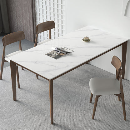 Rectangle Medieval Modern Dining Table Sintered Stone Table with 4 Wood Legs 55.1"L x 31.5"W x 29.5"H Without Chairs Clearhalo ' dining_table' 'Dining Tables & Seating' 'Dining Tables' 'furn' 'furn_dining_table' 'Furniture' 'furniture_dining_table' 'Kitchen & Dining Furniture' 'kitchen&dining_furn' 'kitchen' 'kitchen_dining_table' 4391236