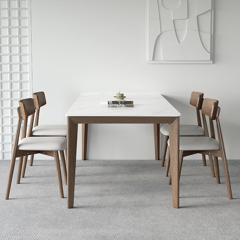 Rectangle Medieval Modern Dining Table Sintered Stone Table with 4 Wood Legs Clearhalo ' dining_table' 'Dining Tables & Seating' 'Dining Tables' 'furn' 'furn_dining_table' 'Furniture' 'furniture_dining_table' 'Kitchen & Dining Furniture' 'kitchen&dining_furn' 'kitchen' 'kitchen_dining_table' 4391243