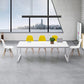 Solid Wood Contemporary Rectangular Dining Table White Indoor Table with Sled Base 78.7"L x 39.4"W x 29.5"H Without Chairs Clearhalo ' dining_table' 'Dining Tables & Seating' 'Dining Tables' 'furn' 'furn_dining_table' 'Furniture' 'furniture_dining_table' 'Kitchen & Dining Furniture' 'kitchen&dining_furn' 'kitchen' 'kitchen_dining_table' 4391264