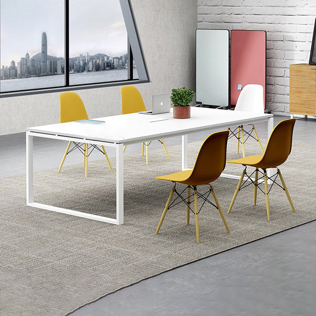 Solid Wood Contemporary Rectangular Dining Table White Indoor Table with Sled Base 70.9"L x 31.5"W x 29.5"H Without Chairs Clearhalo ' dining_table' 'Dining Tables & Seating' 'Dining Tables' 'furn' 'furn_dining_table' 'Furniture' 'furniture_dining_table' 'Kitchen & Dining Furniture' 'kitchen&dining_furn' 'kitchen' 'kitchen_dining_table' 4391267