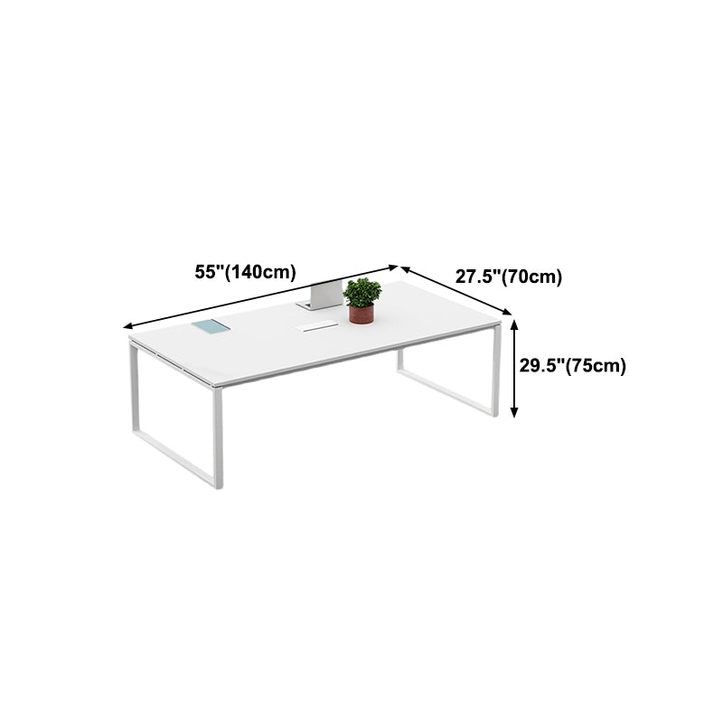 Solid Wood Contemporary Rectangular Dining Table White Indoor Table with Sled Base Clearhalo ' dining_table' 'Dining Tables & Seating' 'Dining Tables' 'furn' 'furn_dining_table' 'Furniture' 'furniture_dining_table' 'Kitchen & Dining Furniture' 'kitchen&dining_furn' 'kitchen' 'kitchen_dining_table' 4391269