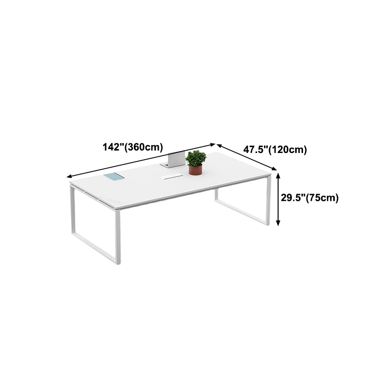 Solid Wood Contemporary Rectangular Dining Table White Indoor Table with Sled Base Clearhalo ' dining_table' 'Dining Tables & Seating' 'Dining Tables' 'furn' 'furn_dining_table' 'Furniture' 'furniture_dining_table' 'Kitchen & Dining Furniture' 'kitchen&dining_furn' 'kitchen' 'kitchen_dining_table' 4391277