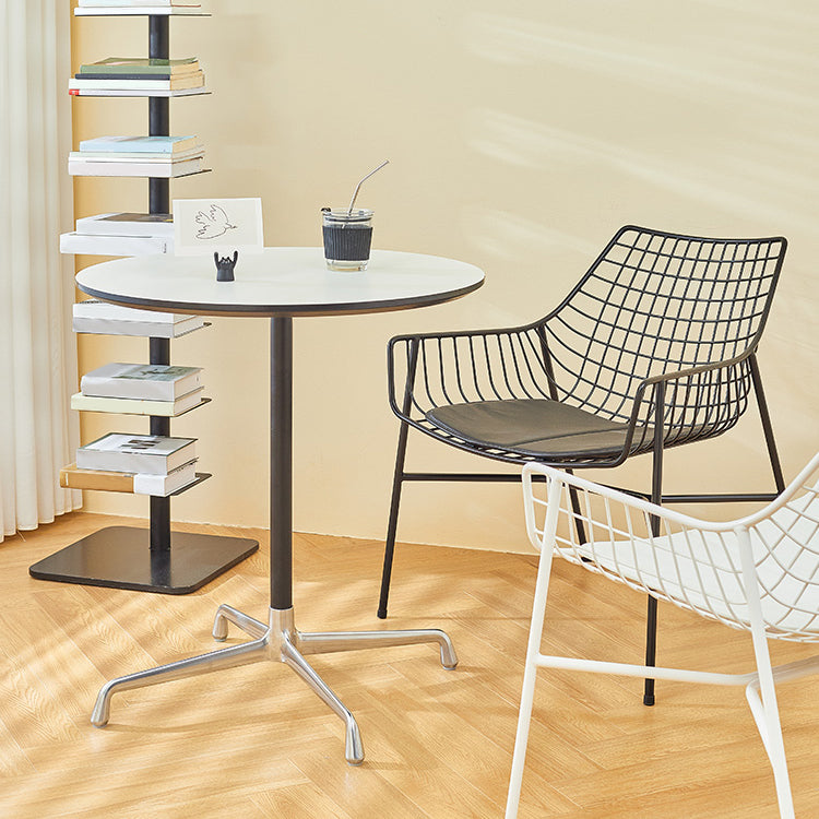 Industrial Style Dining Table Standard Height Dining Table with Pedestal Base for Home 23.6"L x 23.6"W x 29.5"H Round Manufactured Wood Clearhalo ' dining_table' 'Dining Tables & Seating' 'Dining Tables' 'Furniture' 'furniture_dining_table' 'Kitchen & Dining Furniture' 'kitchen&dining_furn' 'kitchen' 'kitchen_dining_table' 4391281