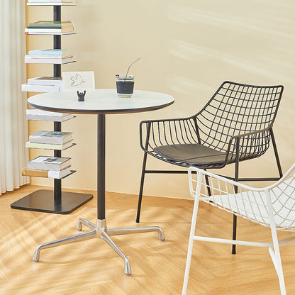 Industrial Style Dining Table Standard Height Dining Table with Pedestal Base for Home 23.6"L x 23.6"W x 29.5"H Round Manufactured Wood Clearhalo ' dining_table' 'Dining Tables & Seating' 'Dining Tables' 'Furniture' 'furniture_dining_table' 'Kitchen & Dining Furniture' 'kitchen&dining_furn' 'kitchen' 'kitchen_dining_table' 4391281