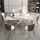 Stainless Steel Traditional Luxury Table Sintered Stone Table with Pedestal base Clearhalo ' dining_table' 'Dining Tables & Seating' 'Dining Tables' 'furn' 'furn_dining_table' 'Furniture' 'furniture_dining_table' 'Kitchen & Dining Furniture' 'kitchen&dining_furn' 'kitchen' 'kitchen_dining_table' 4391316