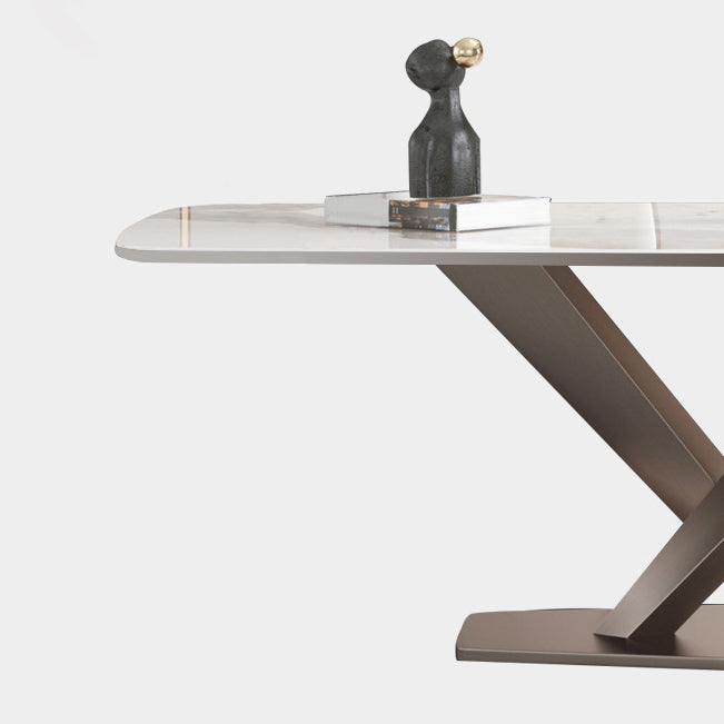 Stainless Steel Traditional Luxury Table Sintered Stone Table with Pedestal base Clearhalo ' dining_table' 'Dining Tables & Seating' 'Dining Tables' 'furn' 'furn_dining_table' 'Furniture' 'furniture_dining_table' 'Kitchen & Dining Furniture' 'kitchen&dining_furn' 'kitchen' 'kitchen_dining_table' 4391319