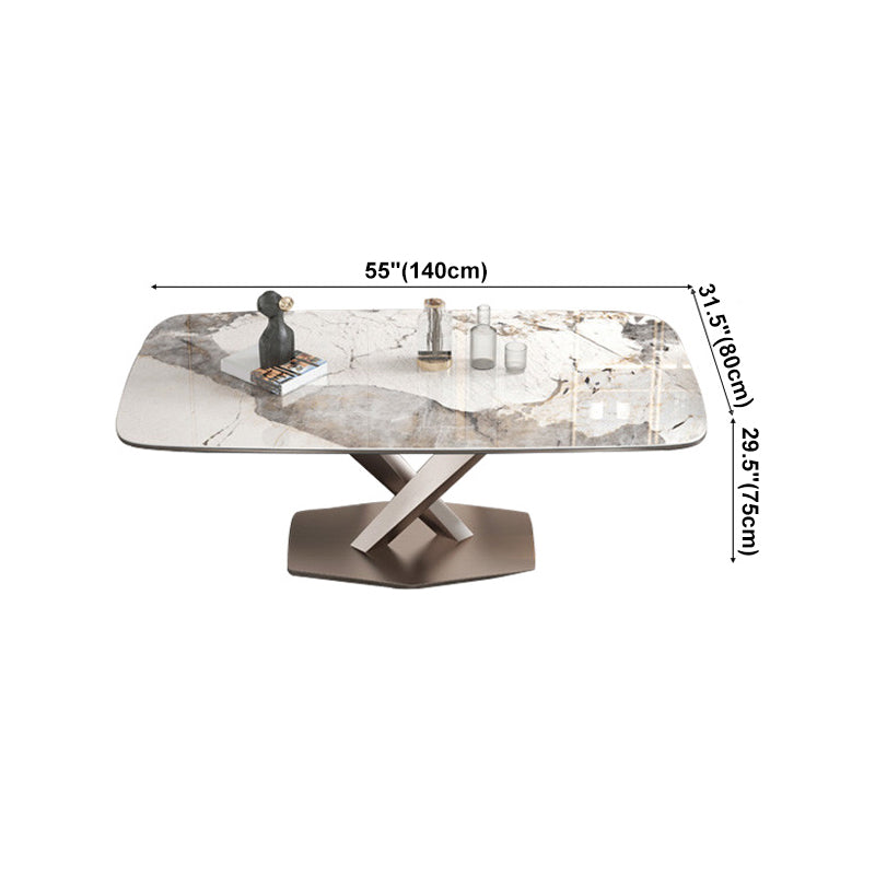 Stainless Steel Traditional Luxury Table Sintered Stone Table with Pedestal base Clearhalo ' dining_table' 'Dining Tables & Seating' 'Dining Tables' 'furn' 'furn_dining_table' 'Furniture' 'furniture_dining_table' 'Kitchen & Dining Furniture' 'kitchen&dining_furn' 'kitchen' 'kitchen_dining_table' 4391326