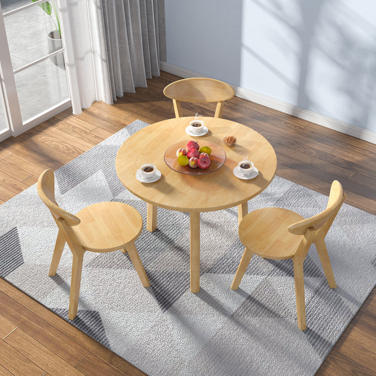 Modern Style Dining Table Round Rubberwood Dining Table for Home Use Natural 27.6"L x 27.6"W x 29.5"H Without Chairs Clearhalo ' dining_table' 'Dining Tables & Seating' 'Dining Tables' 'furn' 'furn_dining_table' 'Furniture' 'furniture_dining_table' 'Kitchen & Dining Furniture' 'kitchen&dining_furn' 'kitchen' 'kitchen_dining_table' 4391327