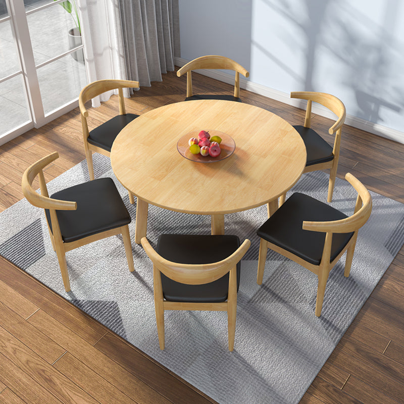 Modern Style Dining Table Round Rubberwood Dining Table for Home Use Natural 47.2"L x 47.2"W x 29.5"H Without Chairs Clearhalo ' dining_table' 'Dining Tables & Seating' 'Dining Tables' 'furn' 'furn_dining_table' 'Furniture' 'furniture_dining_table' 'Kitchen & Dining Furniture' 'kitchen&dining_furn' 'kitchen' 'kitchen_dining_table' 4391329