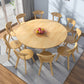 Modern Style Dining Table Round Rubberwood Dining Table for Home Use Natural 59.1"L x 59.1"W x 29.5"H Without Chairs Clearhalo ' dining_table' 'Dining Tables & Seating' 'Dining Tables' 'furn' 'furn_dining_table' 'Furniture' 'furniture_dining_table' 'Kitchen & Dining Furniture' 'kitchen&dining_furn' 'kitchen' 'kitchen_dining_table' 4391330