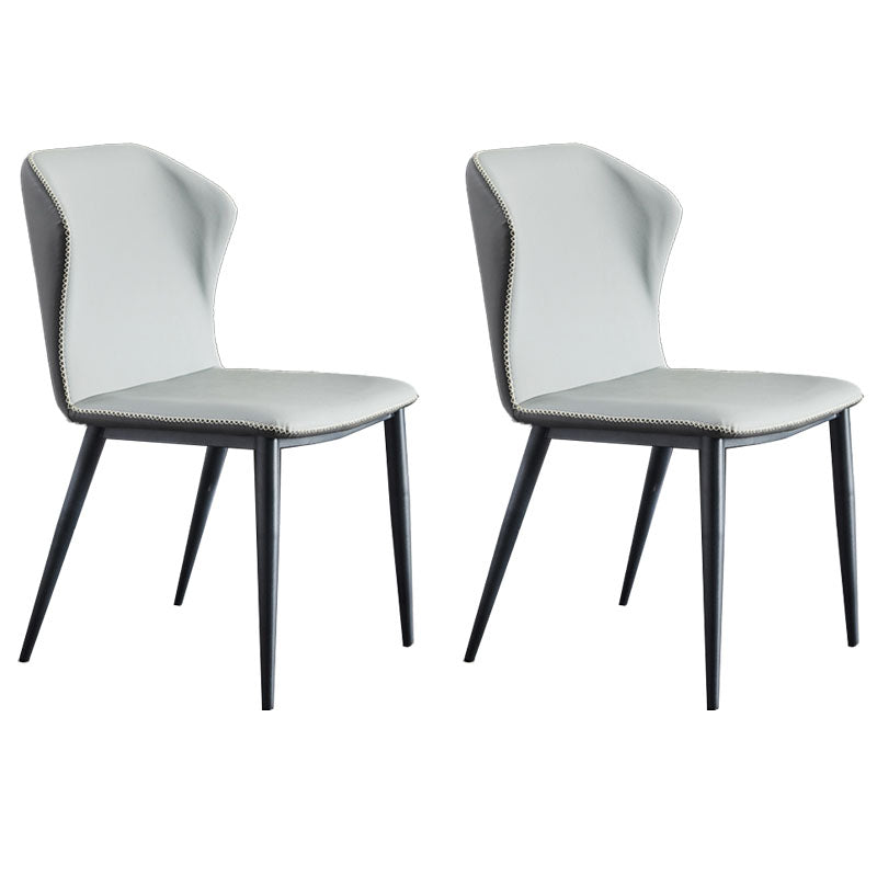 Minimalist Style Wingback Parsons Chair Leather Dining Chairs for Kitchen Grey 2 Piece Set Clearhalo ' kitchen&dining_furn' 'Dining Chairs' 'Dining Tables & Seating' 'dining_chair' 'furn' 'furn_dining_chair' 'Furniture' 'furniture_dining_chair' 'Kitchen & Dining Furniture' 'kitchen' 4391364