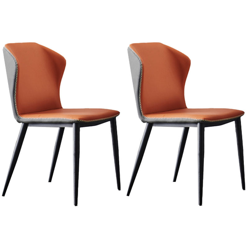 Minimalist Style Wingback Parsons Chair Leather Dining Chairs for Kitchen Orange 2 Piece Set Clearhalo ' kitchen&dining_furn' 'Dining Chairs' 'Dining Tables & Seating' 'dining_chair' 'furn' 'furn_dining_chair' 'Furniture' 'furniture_dining_chair' 'Kitchen & Dining Furniture' 'kitchen' 4391366