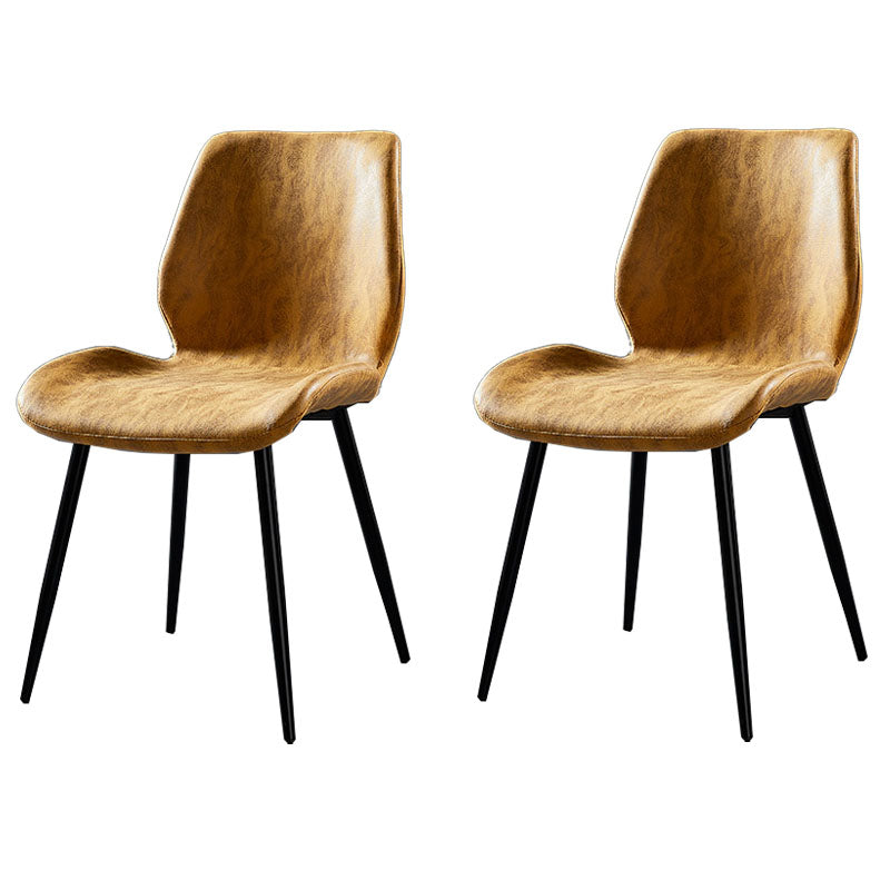 Modern Style Dining Chair Armless Side Chair with Metal Legs for Kitchen Yellow 2 Piece Set Black Clearhalo ' kitchen&dining_furn' 'Dining Chairs' 'Dining Tables & Seating' 'dining_chair' 'furn' 'furn_dining_chair' 'Furniture' 'furniture_dining_chair' 'Kitchen & Dining Furniture' 'kitchen' 4391384