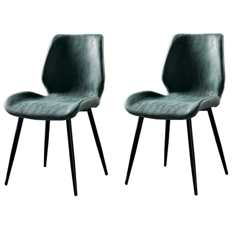 Modern Style Dining Chair Armless Side Chair with Metal Legs for Kitchen Green 2 Piece Set Black Clearhalo ' kitchen&dining_furn' 'Dining Chairs' 'Dining Tables & Seating' 'dining_chair' 'furn' 'furn_dining_chair' 'Furniture' 'furniture_dining_chair' 'Kitchen & Dining Furniture' 'kitchen' 4391389
