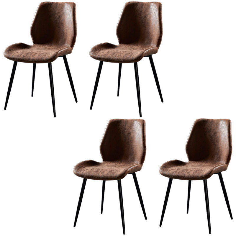 Modern Style Dining Chair Armless Side Chair with Metal Legs for Kitchen Dark Brown 4 Piece Set Black Clearhalo ' kitchen&dining_furn' 'Dining Chairs' 'Dining Tables & Seating' 'dining_chair' 'furn' 'furn_dining_chair' 'Furniture' 'furniture_dining_chair' 'Kitchen & Dining Furniture' 'kitchen' 4391398