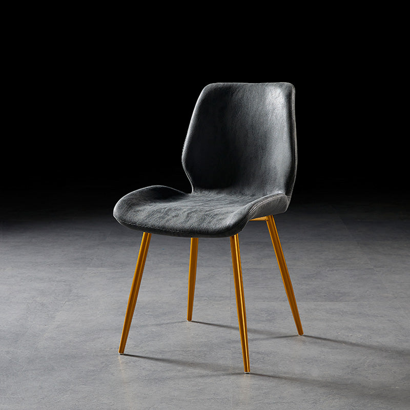 Modern Style Dining Chair Armless Side Chair with Metal Legs for Kitchen Black 1 Piece Brass Gold Clearhalo ' kitchen&dining_furn' 'Dining Chairs' 'Dining Tables & Seating' 'dining_chair' 'furn' 'furn_dining_chair' 'Furniture' 'furniture_dining_chair' 'Kitchen & Dining Furniture' 'kitchen' 4391402