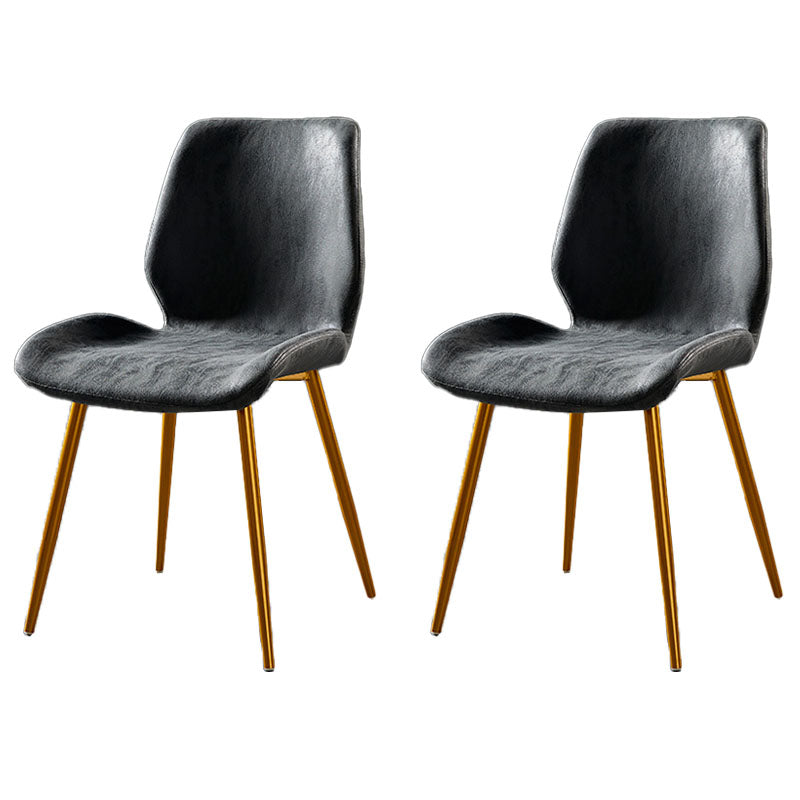 Modern Style Dining Chair Armless Side Chair with Metal Legs for Kitchen Black 2 Piece Set Brass Gold Clearhalo ' kitchen&dining_furn' 'Dining Chairs' 'Dining Tables & Seating' 'dining_chair' 'furn' 'furn_dining_chair' 'Furniture' 'furniture_dining_chair' 'Kitchen & Dining Furniture' 'kitchen' 4391403