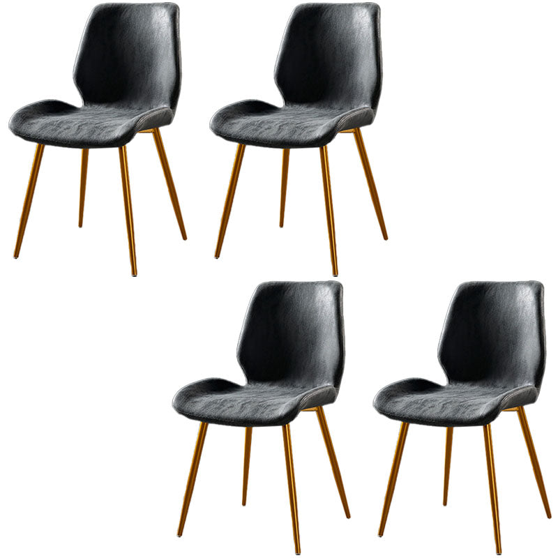 Modern Style Dining Chair Armless Side Chair with Metal Legs for Kitchen Black 4 Piece Set Brass Gold Clearhalo ' kitchen&dining_furn' 'Dining Chairs' 'Dining Tables & Seating' 'dining_chair' 'furn' 'furn_dining_chair' 'Furniture' 'furniture_dining_chair' 'Kitchen & Dining Furniture' 'kitchen' 4391404