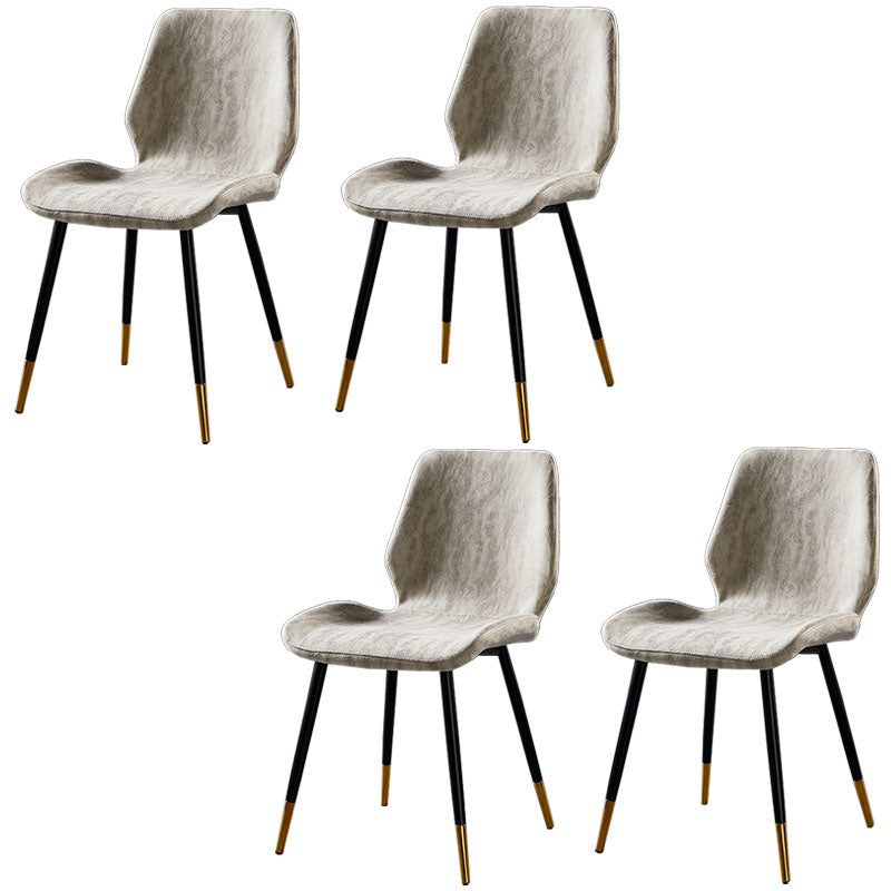 Modern Style Dining Chair Armless Side Chair with Metal Legs for Kitchen White 4 Piece Set Black Gold Clearhalo ' kitchen&dining_furn' 'Dining Chairs' 'Dining Tables & Seating' 'dining_chair' 'furn' 'furn_dining_chair' 'Furniture' 'furniture_dining_chair' 'Kitchen & Dining Furniture' 'kitchen' 4391407